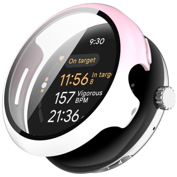 Bizon-kotelo + lasikello Google Pixel Watch 3:lle 41 mm, valkoinen ja pinkki
