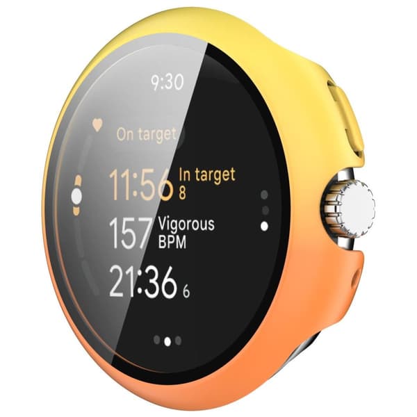 Bizon-fodral + glasklocka för Google Pixel Watch 3 41 mm, gul-orange