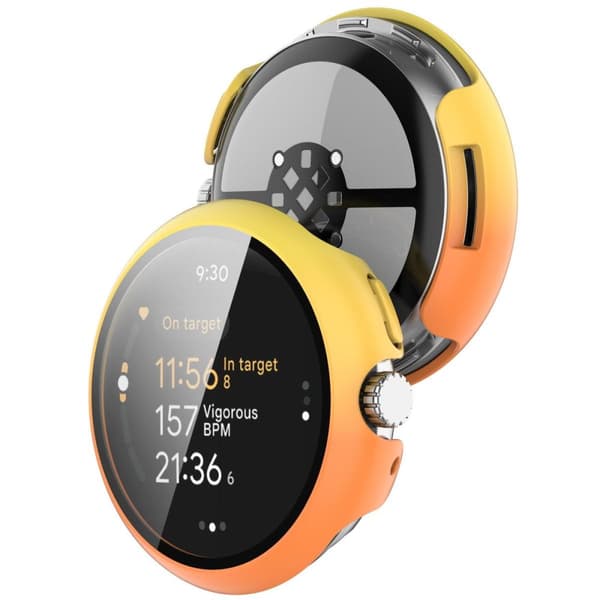 Bizon-fodral + glasklocka för Google Pixel Watch 3 41 mm, gul-orange