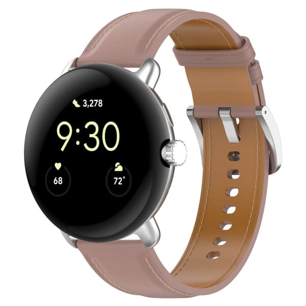 Bizon Strap Watch Casual Läderarmband 41 mm för Pixel Watch 3/Watch 2/Watch 1, Rosa