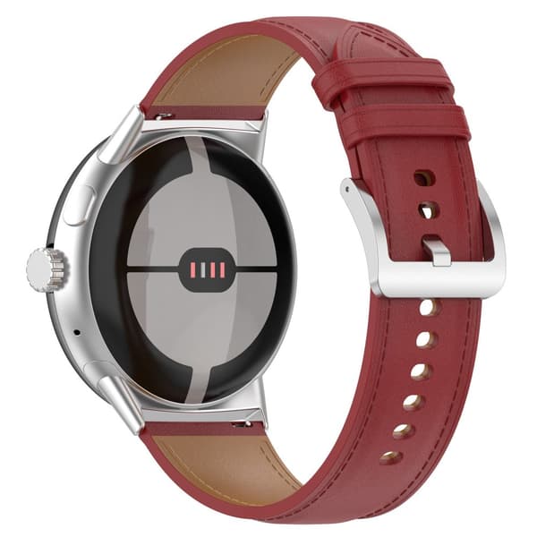 Bizon Strap Watch Casual Læderrem 41 mm til Pixel Watch 3/Watch 2/Watch 1, Bordeauxrød