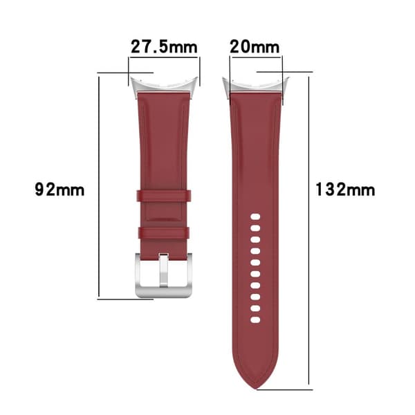 Bizon Strap Watch Casual Læderrem 41 mm til Pixel Watch 3/Watch 2/Watch 1, Bordeauxrød