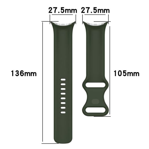 Bizon klockarmband i silikon, 41 mm, för Google Pixel Watch 3/Watch 2/Watch 1, mörkgrön