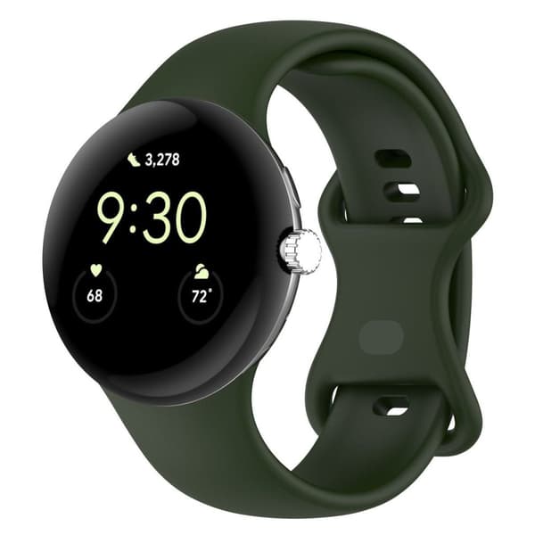 Bizon klockarmband i silikon, 41 mm, för Google Pixel Watch 3/Watch 2/Watch 1, mörkgrön