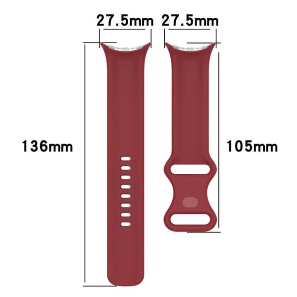 Bizon Urrem Silikone S 41mm til Google Pixel Watch 3/Watch 2/Watch 1, Karmin