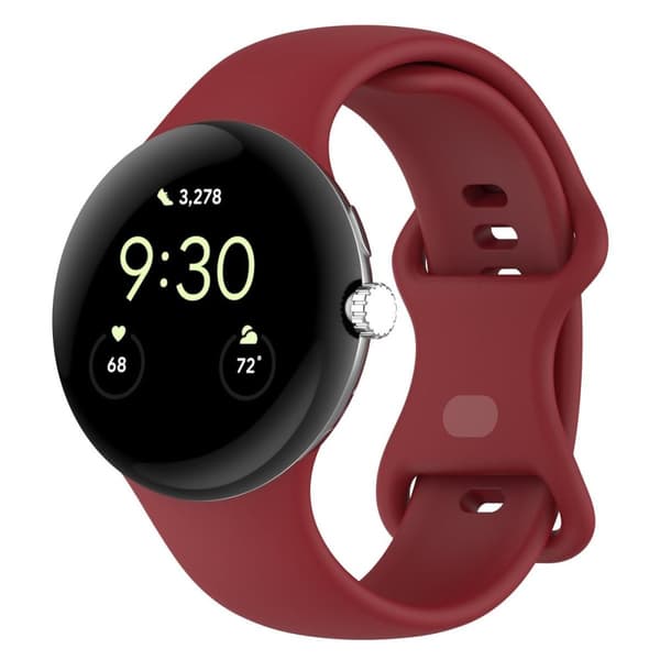 Bizon Urrem Silikone S 41mm til Google Pixel Watch 3/Watch 2/Watch 1, Karmin