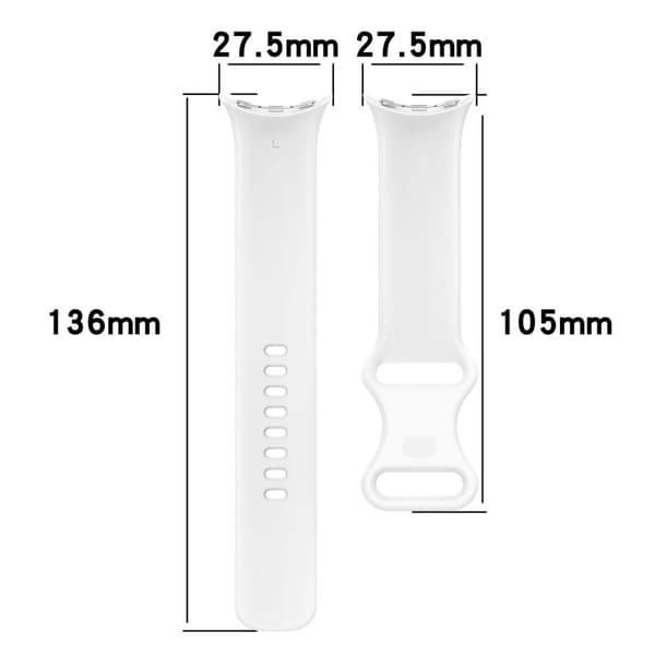 Bizon Silicone Strap -kelloranneke S 41 mm Google Pixel Watch 3/Watch 2/Watch 1 -älykellolle, valkoinen