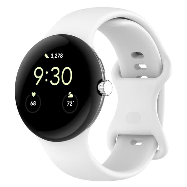 Bizon Silicone Strap -kelloranneke S 41 mm Google Pixel Watch 3/Watch 2/Watch 1 -älykellolle, valkoinen