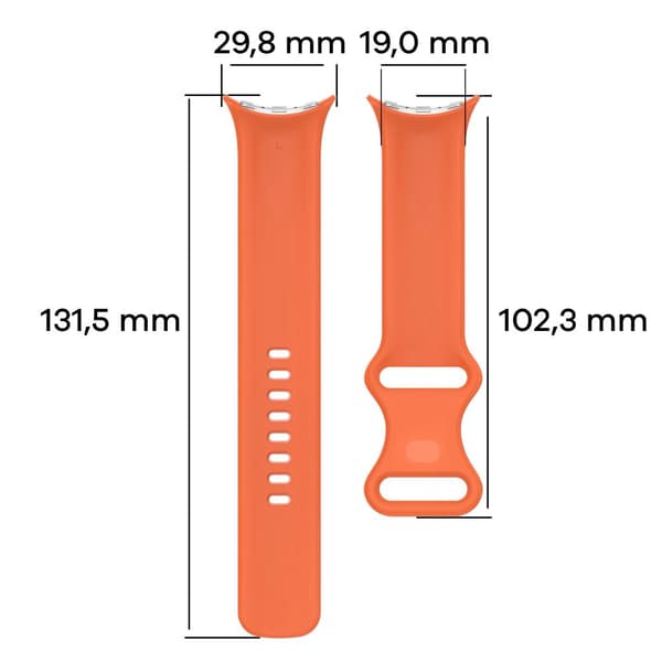 Bizon klockarmband i silikon S för Google Pixel Watch 3 (45 mm), orange