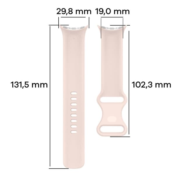 Bizon-ranneke, silikonikello S, Google Pixel Watch 3:lle (45 mm), vaaleanpunainen