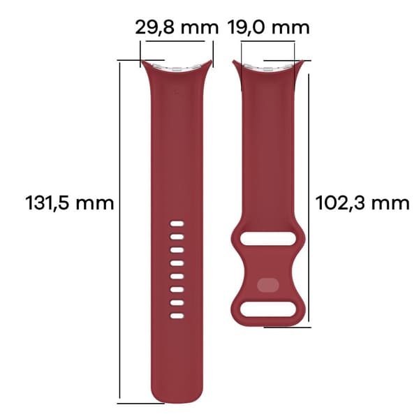 Bizon urrem i silikone til Google Pixel Watch 3 (45 mm), karminrød
