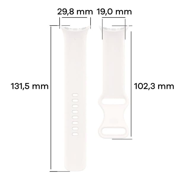 Bizon Strap Watch Silicone S för Google Pixel Watch 3 (45mm), vit