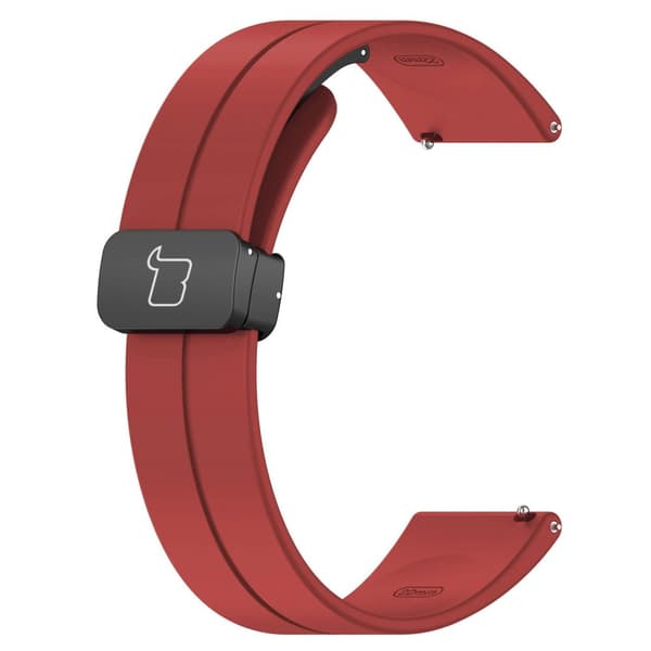 Bizon armband i silikon, L 22 mm för smartklocka, vinröd