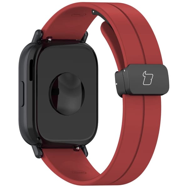 Bizon armband i silikon, L 22 mm för smartklocka, vinröd