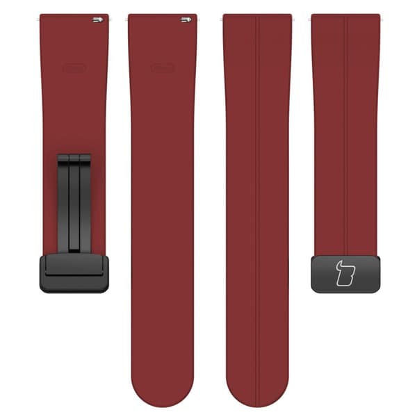 Bizon armband i silikon, L 22 mm för smartklocka, vinröd