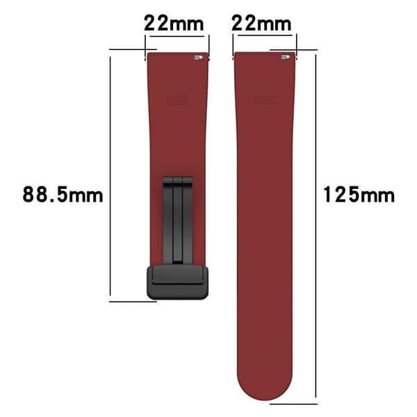 Bizon armband i silikon, L 22 mm för smartklocka, vinröd