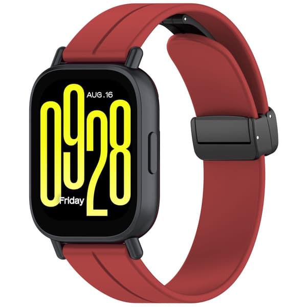 Bizon armband i silikon, L 22 mm för smartklocka, vinröd