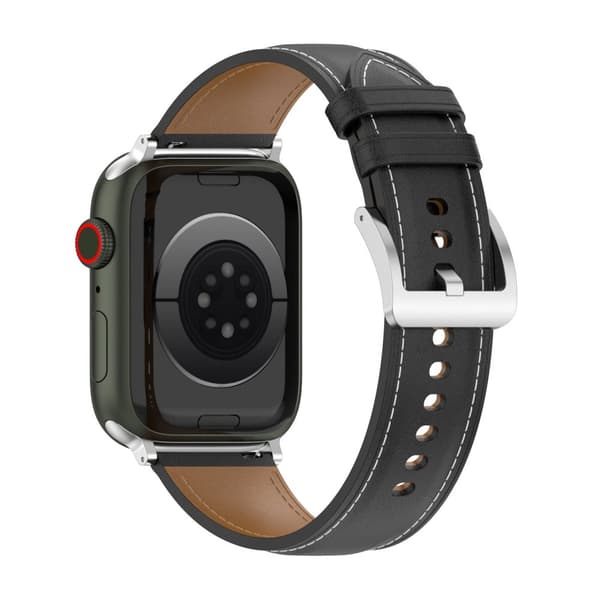 Bizon Strap Watch Casual Læderrem til Apple Watch 38/40/41mm/S10 42mm, Sort