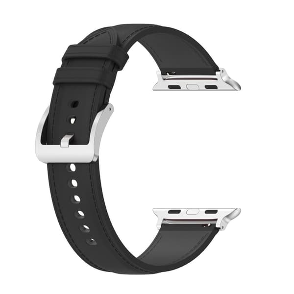Bizon Strap Watch Casual Læderrem til Apple Watch 38/40/41mm/S10 42mm, Sort