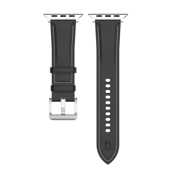 Bizon Strap Watch Casual Læderrem til Apple Watch 38/40/41mm/S10 42mm, Sort