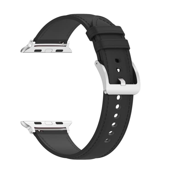 Bizon Strap Watch Casual Læderrem til Apple Watch 38/40/41mm/S10 42mm, Sort