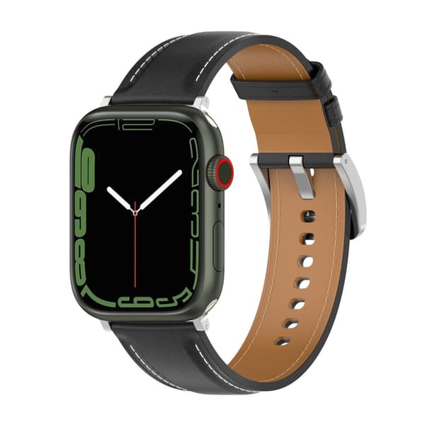 Bizon Strap Watch Casual Læderrem til Apple Watch 38/40/41mm/S10 42mm, Sort