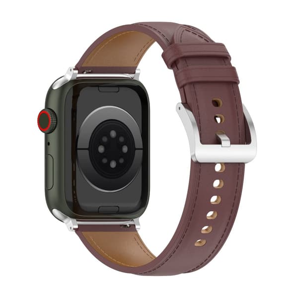 Bizon Strap Watch Casual Läderarmband för Apple Watch 38/40/41mm/S10 42mm, Mörkbrun