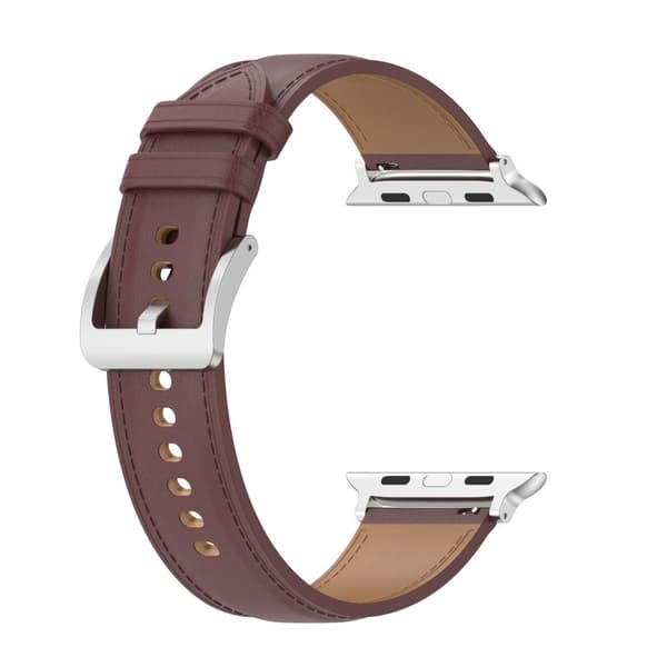 Bizon Strap Watch Casual Läderarmband för Apple Watch 38/40/41mm/S10 42mm, Mörkbrun