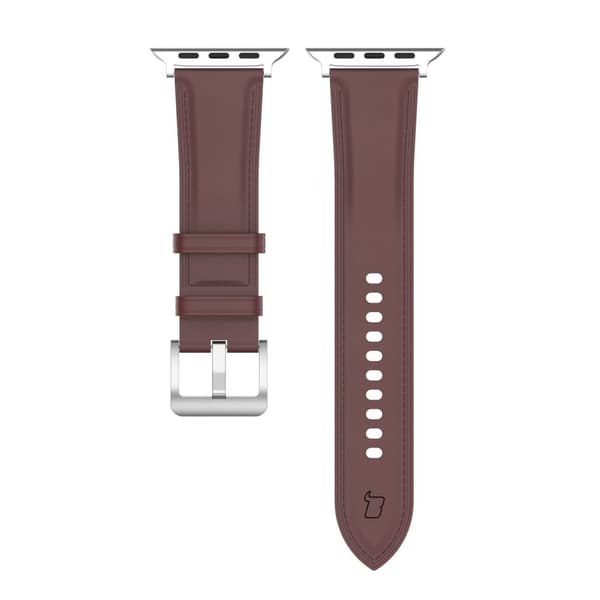 Bizon Strap Watch Casual Läderarmband för Apple Watch 38/40/41mm/S10 42mm, Mörkbrun
