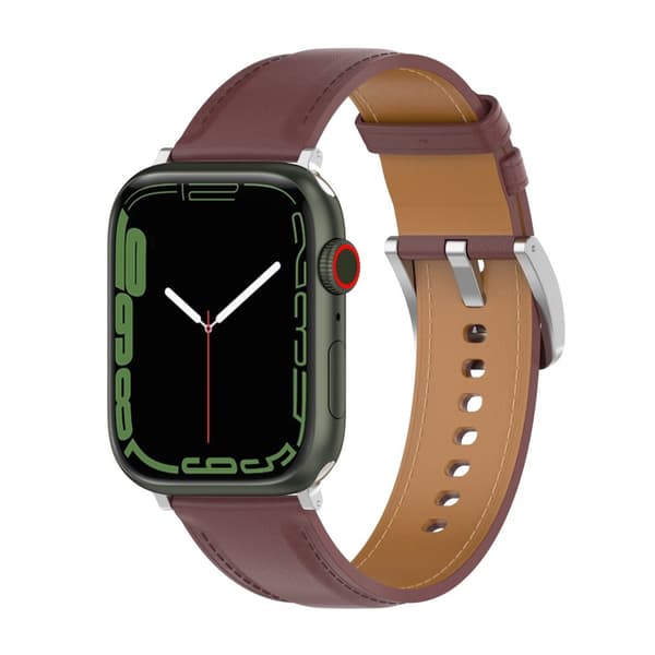 Bizon Strap Watch Casual Läderarmband för Apple Watch 38/40/41mm/S10 42mm, Mörkbrun