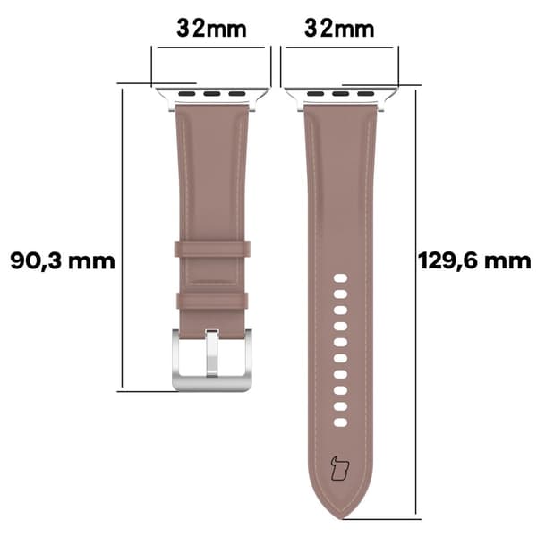 Bizon Strap Watch Casual Læderrem til Apple Watch 38/40/41mm/S10 42mm, Pink
