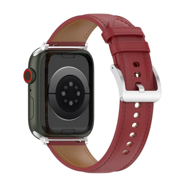 Bizon Strap Watch Casual Läderarmband för Apple Watch 38/40/41mm/S10 42mm, Röd