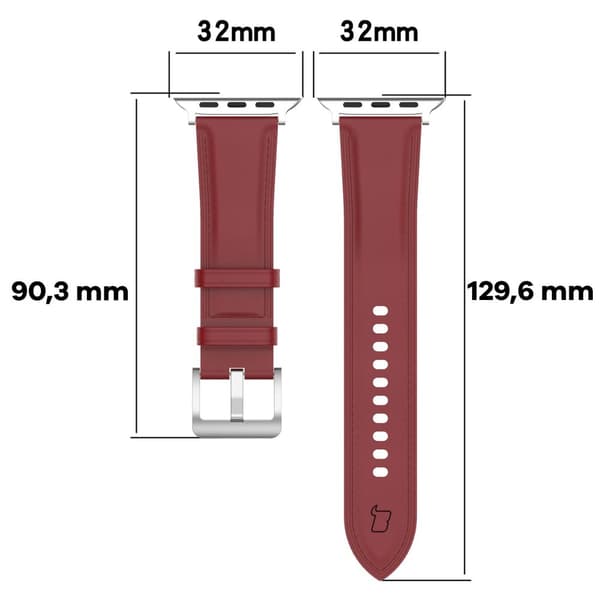 Bizon Strap Watch Casual Läderarmband för Apple Watch 38/40/41mm/S10 42mm, Röd