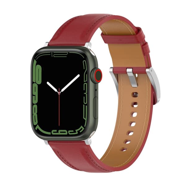 Bizon Strap Watch Casual Läderarmband för Apple Watch 38/40/41mm/S10 42mm, Röd