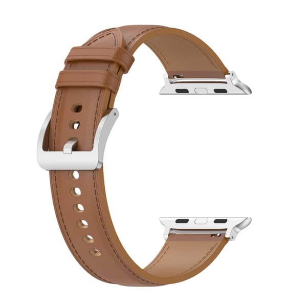 Bizon Strap Watch Casual Läderarmband för Apple Watch 44/45/46/49mm, Ljusbrun
