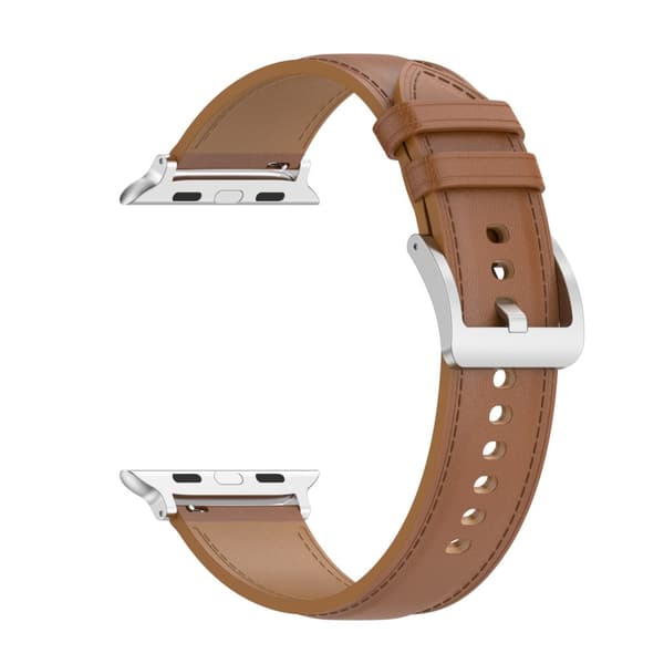 Bizon Strap Watch Casual Läderarmband för Apple Watch 44/45/46/49mm, Ljusbrun