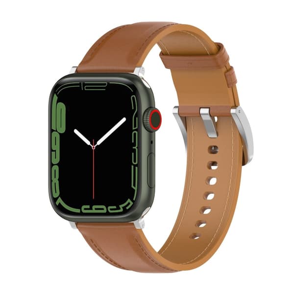 Bizon Strap Watch Casual Läderarmband för Apple Watch 44/45/46/49mm, Ljusbrun
