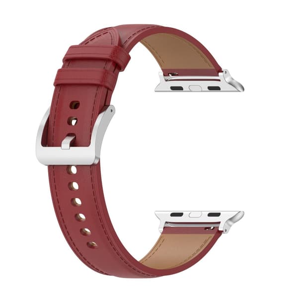 Bizon Strap Watch Casual Læderrem til Apple Watch 44/45/46/49mm, Rød