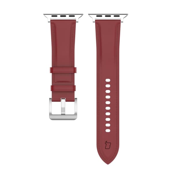 Bizon Strap Watch Casual Læderrem til Apple Watch 44/45/46/49mm, Rød