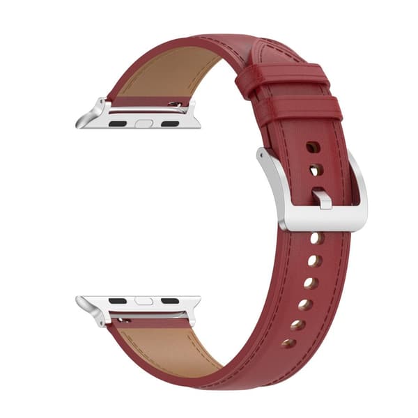 Bizon Strap Watch Casual Læderrem til Apple Watch 44/45/46/49mm, Rød