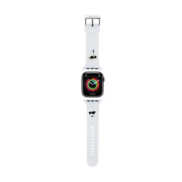 Karl Lagerfeld 3D gummi Karl & Choupette Heads NFT - Rem för Apple Watch 42/44/45/49 mm (Vit)