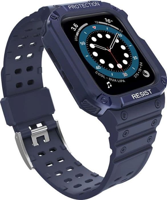 Hurtel Protect Strap Band med fodral för klocka 7/6/5/4/3/2/SE (45/44/42 mm) skottsäker klocka blå