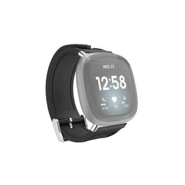 Armband Fitbit Versa 3/Sense, armbandsur i läder och silikon, svart