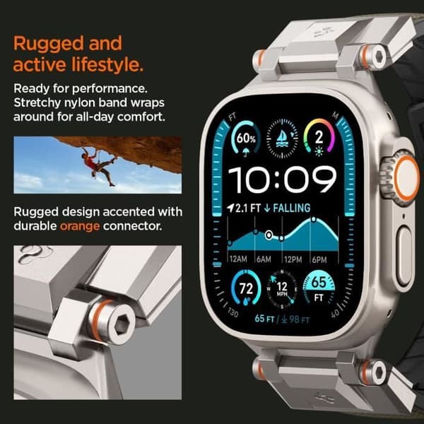 Armband - SPIGEN - DuraPro Armor - Kompatibel med Apple Watch - Militärgrön - Slim skydd