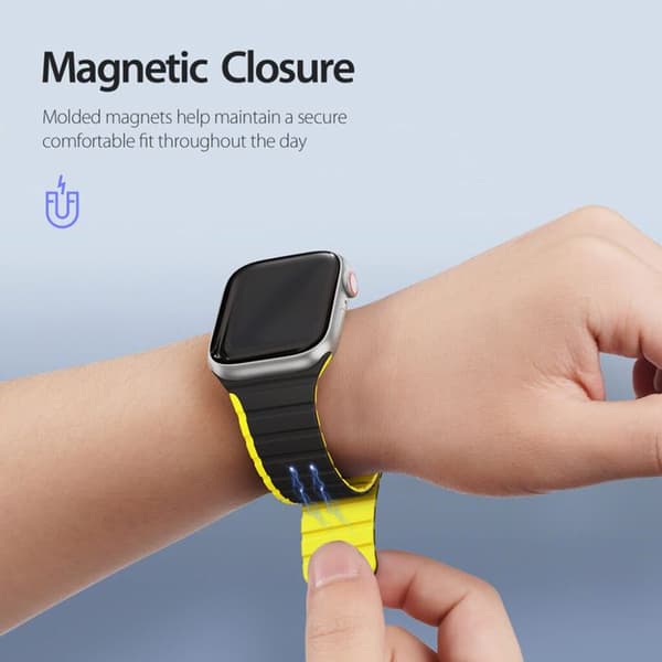 Armband för Apple Watch 1/2/3/4/5/6/7/8/9/SE/SE 2 (38/40/41mm) Serie LD DUX DUCIS Svart / Gul