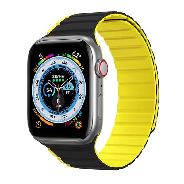 Armband för Apple Watch 1/2/3/4/5/6/7/8/9/SE/SE 2 (38/40/41mm) Serie LD DUX DUCIS Svart / Gul