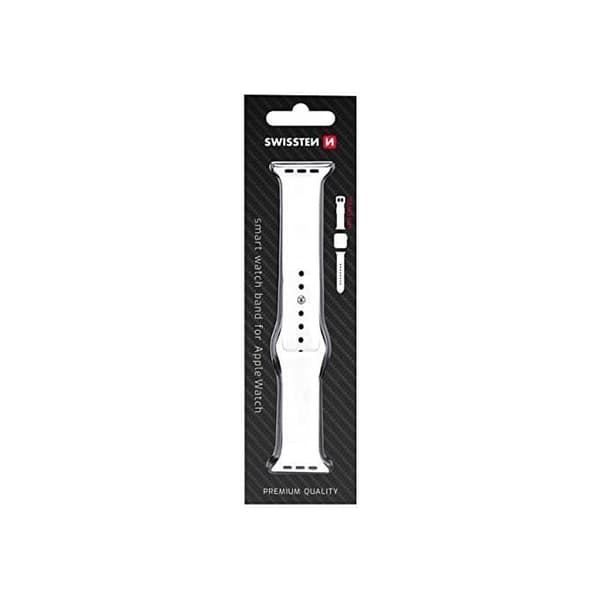 Swissten silikonrem, kompatibel med Apple Watch 38 och 40 mm - Vit