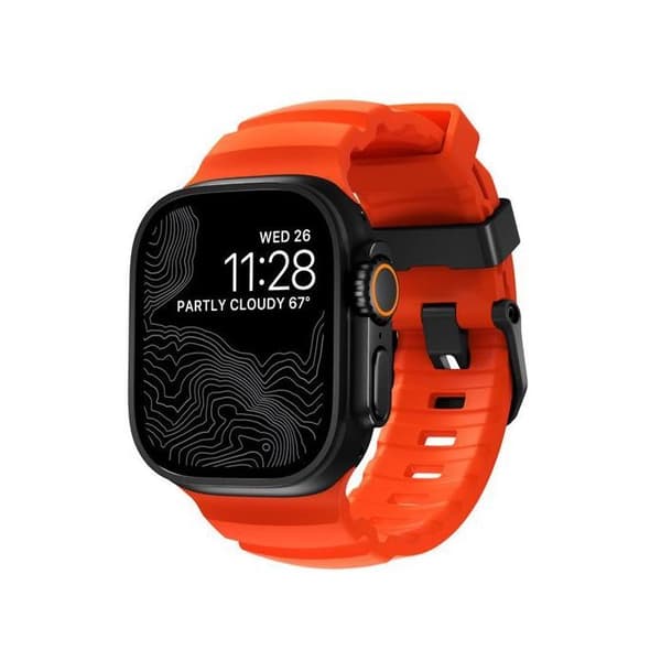 Nomad Armband Rocky Point för Apple Watch 42mm / 44mm / 45mm / 49mm - Magma / Svart - NM014865858