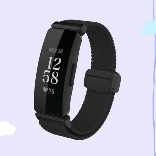 INF Tyylikäs kudottu nailoninen magneettinen ranneke Fitbit Inspire 3:lle Musta