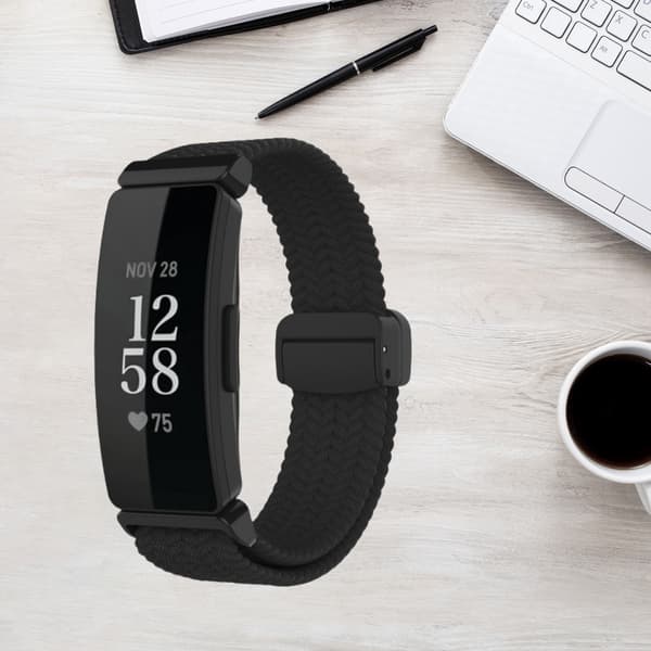 INF Tyylikäs kudottu nailoninen magneettinen ranneke Fitbit Inspire 3:lle Musta